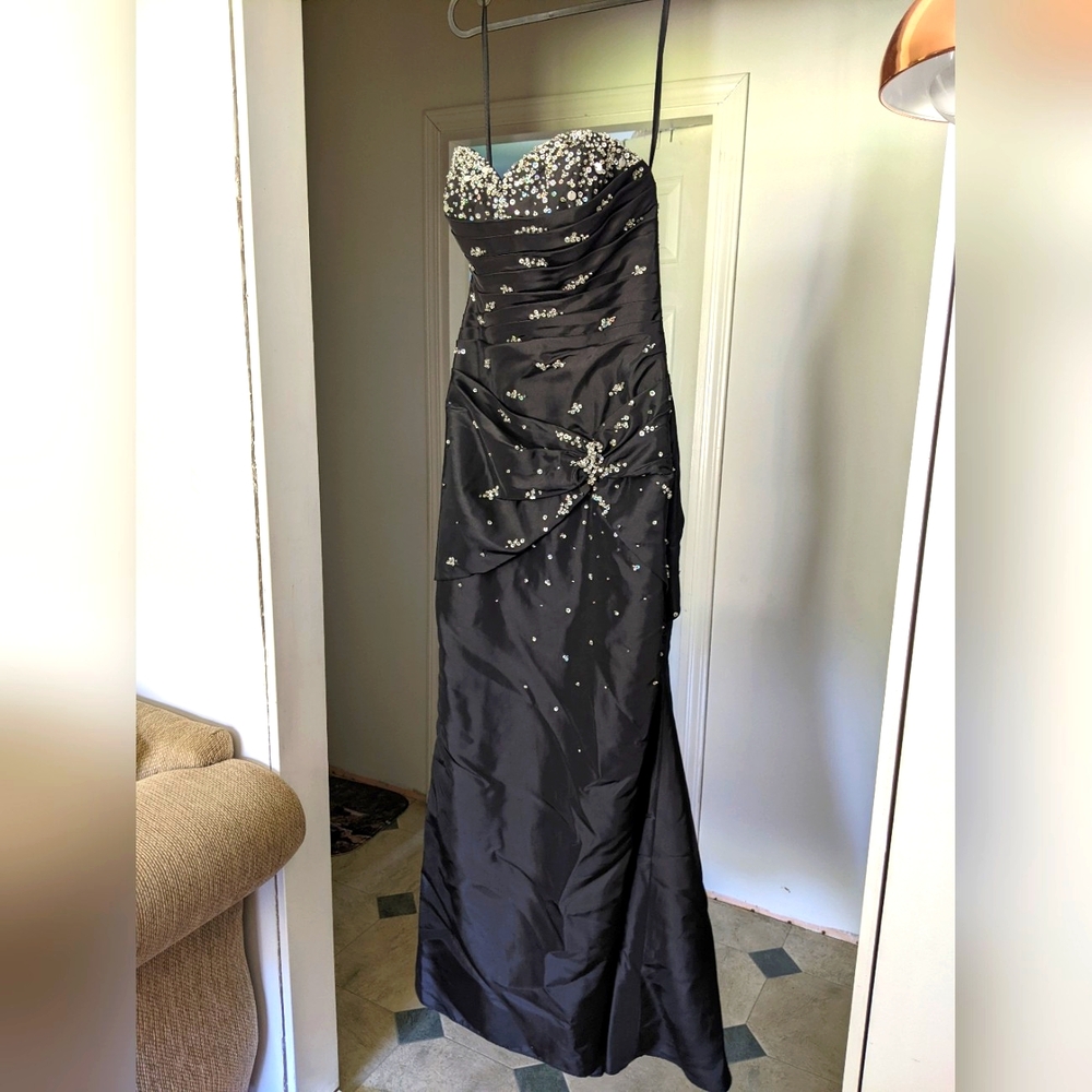 Mori Lee Black Mermaid Prom Dress ✨Strapless Gown with Beaded Details